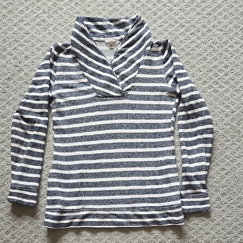 Banana Republic Blue and White Cowl Neck Sweater